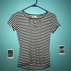 Lace up striped tee
